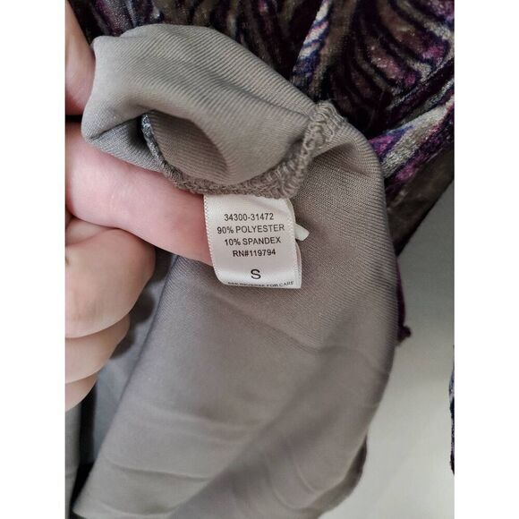 One World Y2K Velvet Empire Waist Puff Sleeve V Neck Peacock Print Tunic Top - Picture 5 of 8